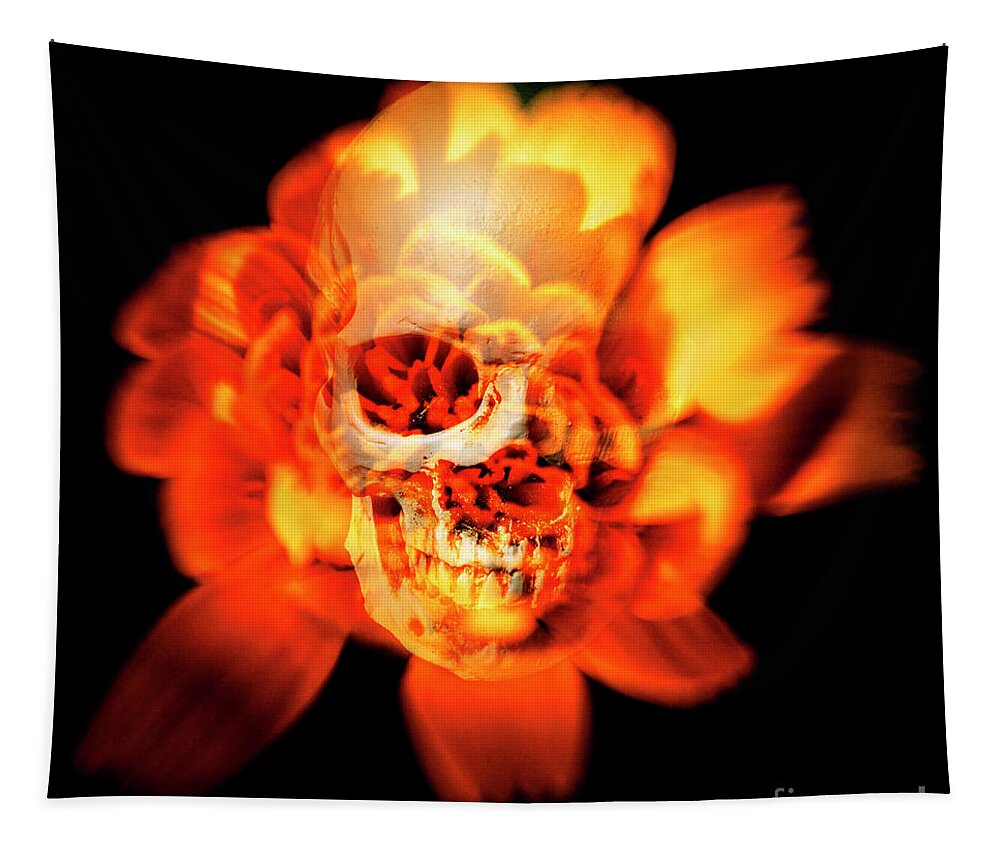 Halloween Tapestry featuring the photograph Flower skull by Jorgo Photography