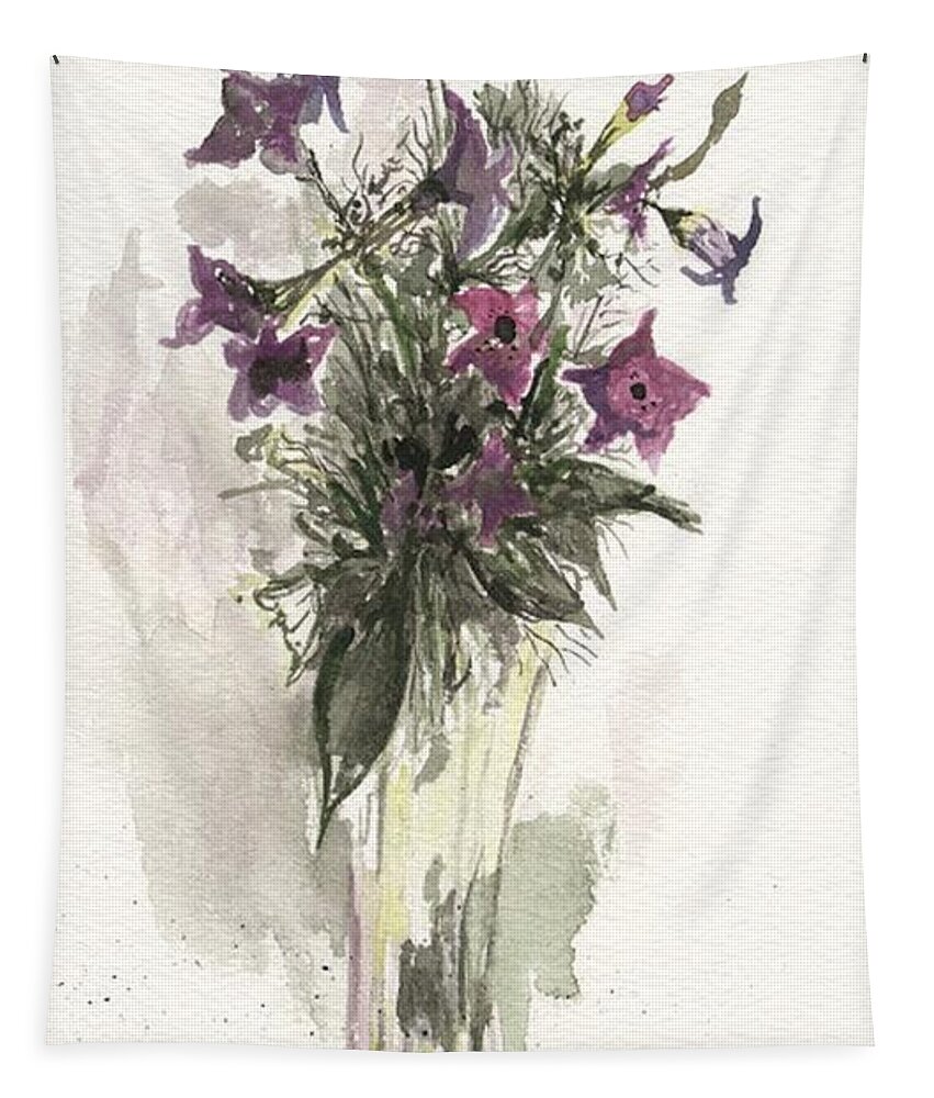 Purple Tapestry featuring the painting Flower study fourteen by Darren Cannell