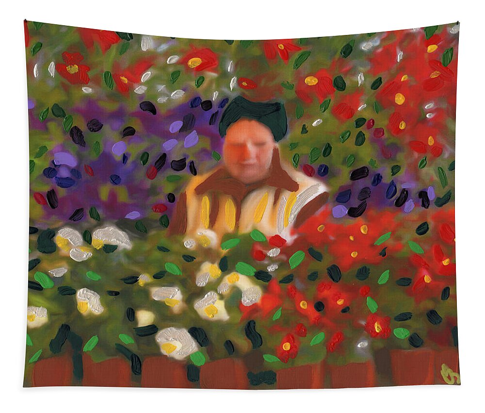 Lithuanian Tapestry featuring the painting Flowers For Sale by Deborah Boyd