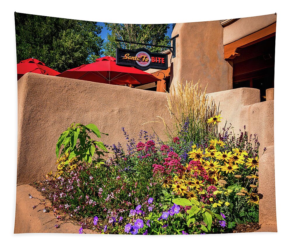 Adobe Tapestry featuring the photograph Flowers in the Santa Fe Style by Paul LeSage