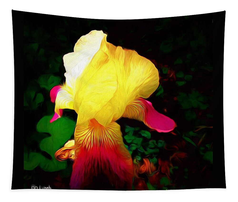 Iris Tapestry featuring the mixed media Flowers Of The Universe by Debra Lynch