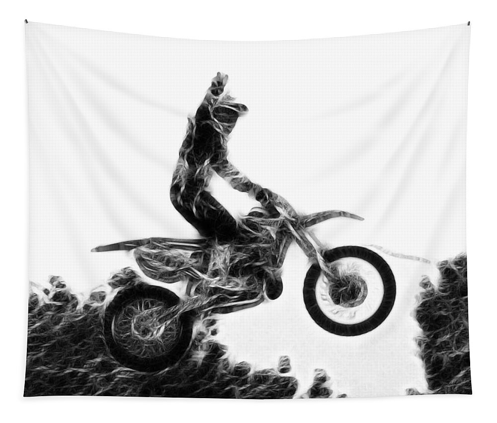 Motorcycle Tapestry featuring the photograph Flying 1 by Lawrence Christopher