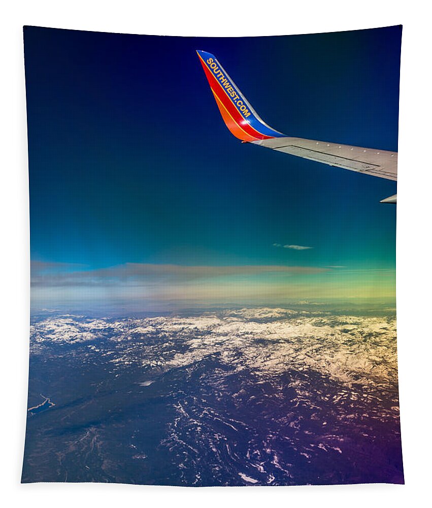 Airplane Tapestry featuring the photograph Flying High by Marnie Patchett