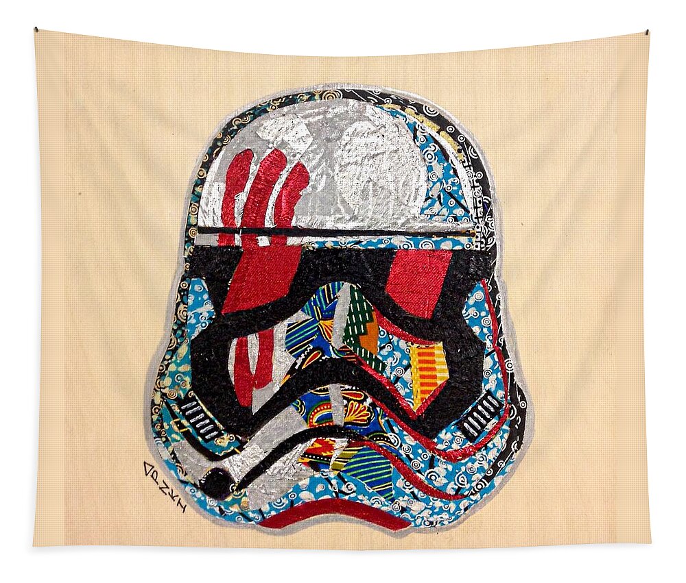Sci-fi Tapestry featuring the tapestry - textile Storm Trooper FN-2187 Helmet Star Wars Awakens Afrofuturist Collection by Apanaki Temitayo M