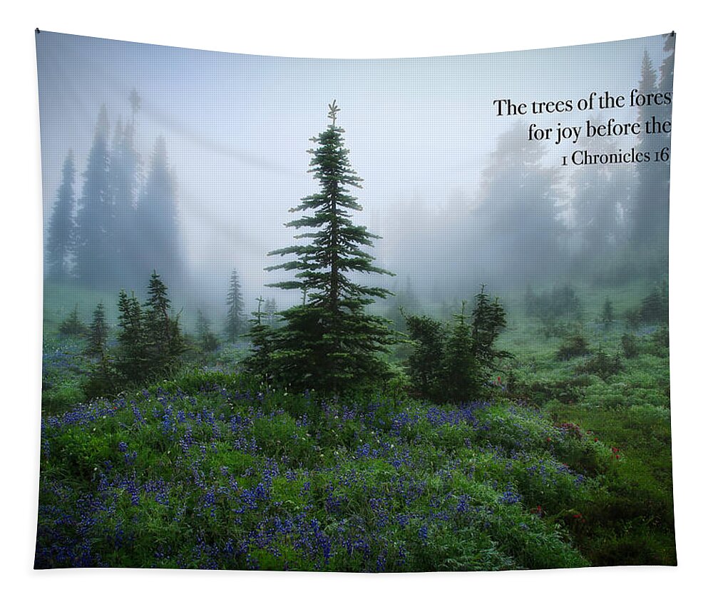 Fog In The Forest Tapestry featuring the photograph Fog in the forest by Lynn Hopwood