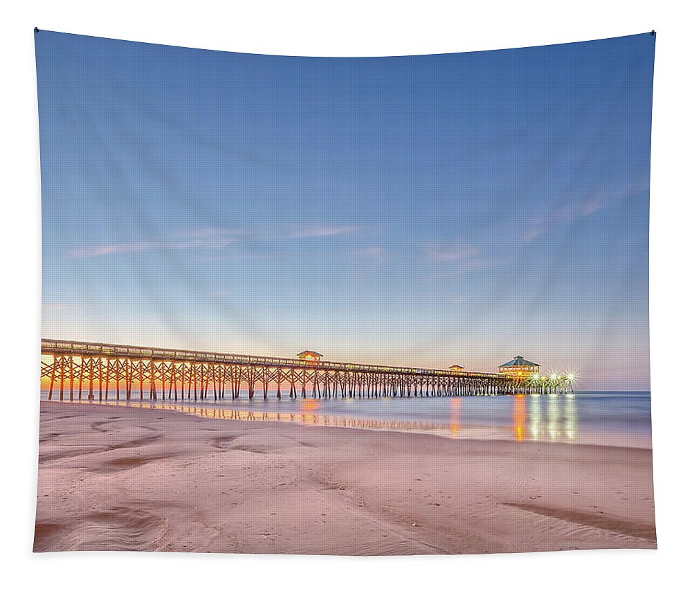 Sunrise Tapestry featuring the photograph Folly Beach Sunrise by John Kirkland
