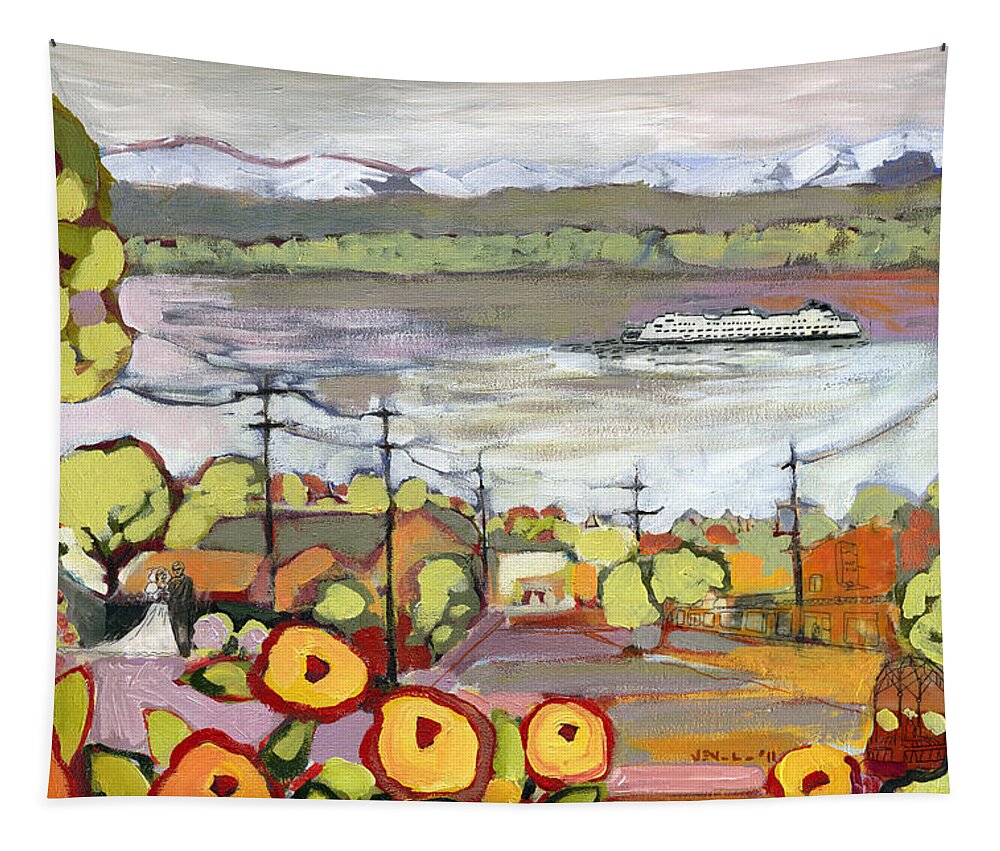 Edmonds Tapestry featuring the painting Fond Memories by Jennifer Lommers