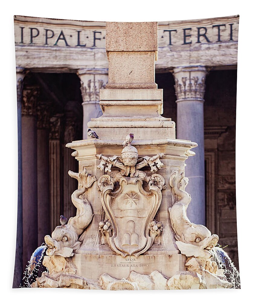Fontana Del Pantheon Tapestry featuring the photograph Fontana del Pantheon - Pantheon Fountain II by Melanie Alexandra Price