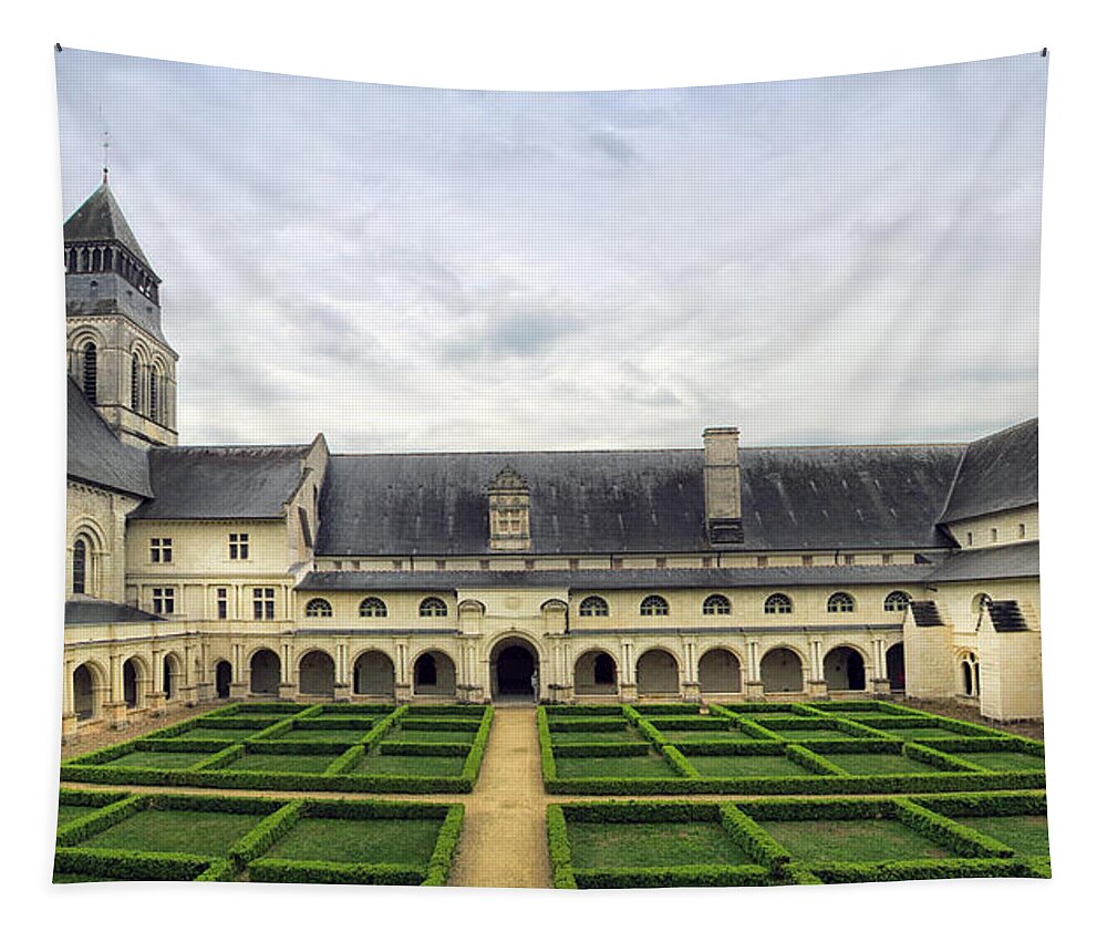 Fontevraud Abbey Tapestry featuring the photograph Fontevraud Abbey Panorama by Dave Mills
