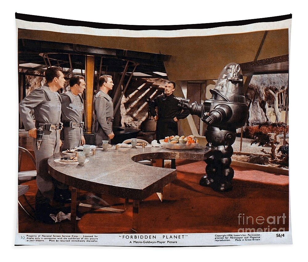 Forbidden Planet Tapestry featuring the photograph Forbidden Planet Amazing Poster inside with scientist by Vintage Collectables