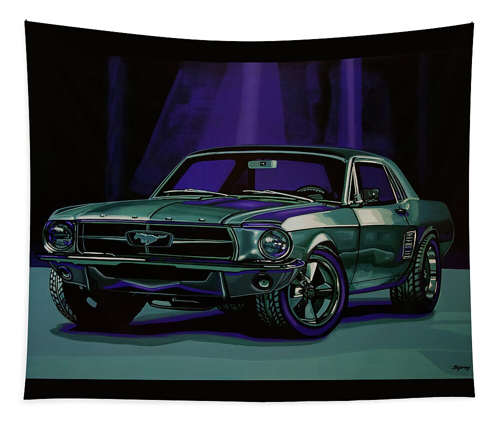 Ford Mustang Tapestry featuring the painting Ford Mustang 1967 Painting by Paul Meijering