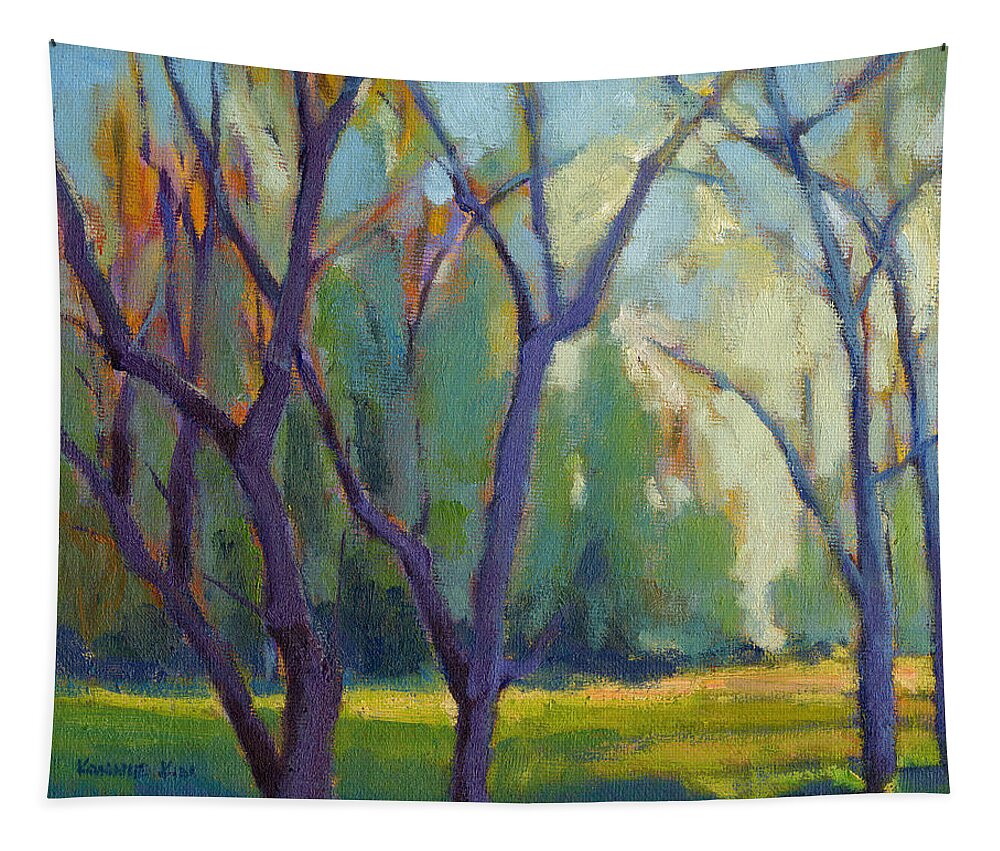 Forest Tapestry featuring the painting Forest in Spring by Konnie Kim