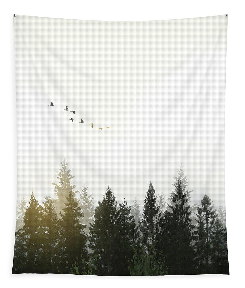 Forest Tapestry featuring the digital art Forest by Nicklas Gustafsson