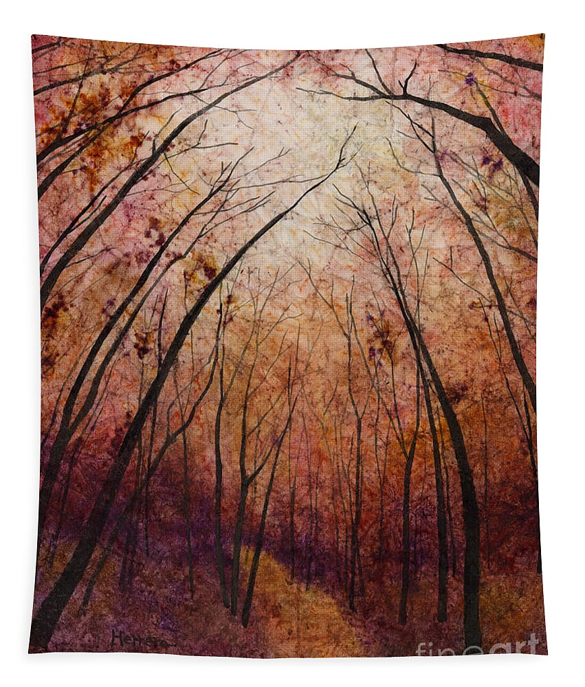 Path Tapestry featuring the painting Forest Path by Hailey E Herrera