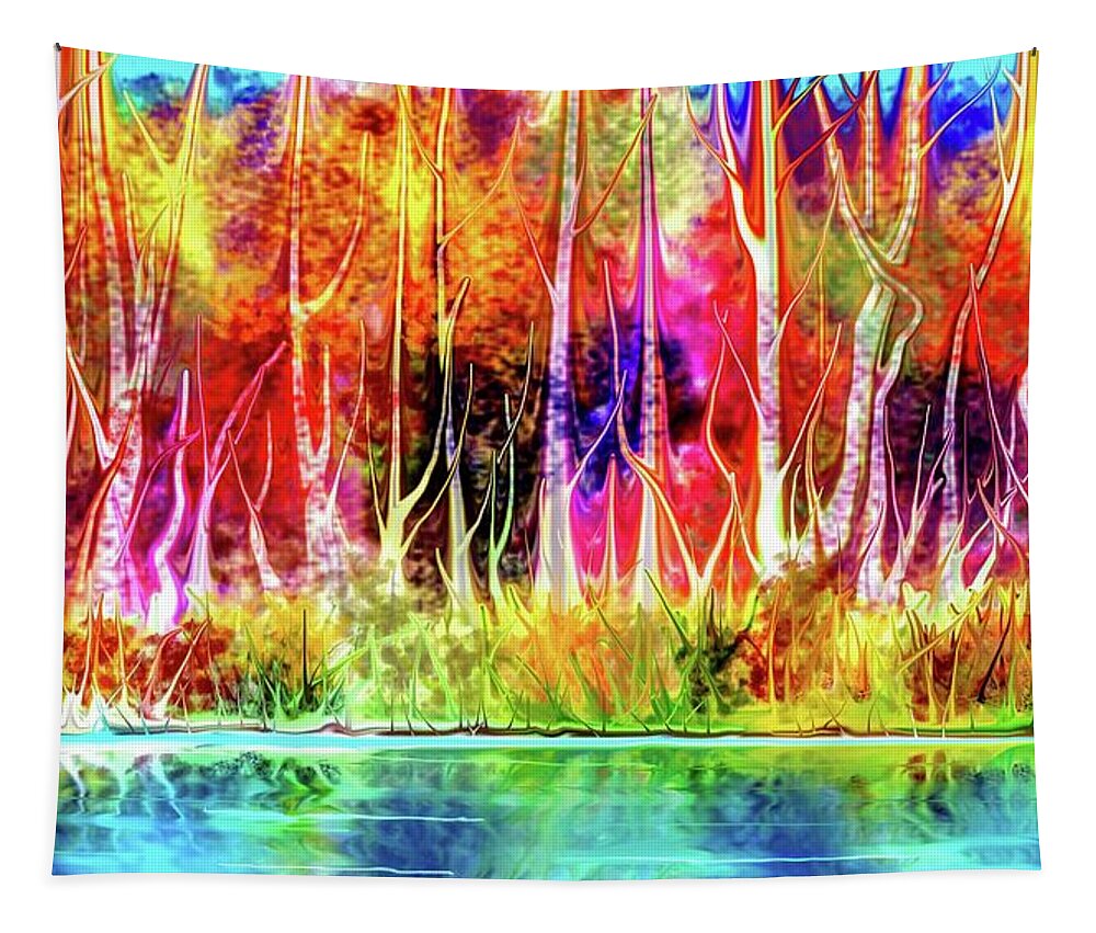 Stream Tapestry featuring the digital art Forest stream by Darren Cannell