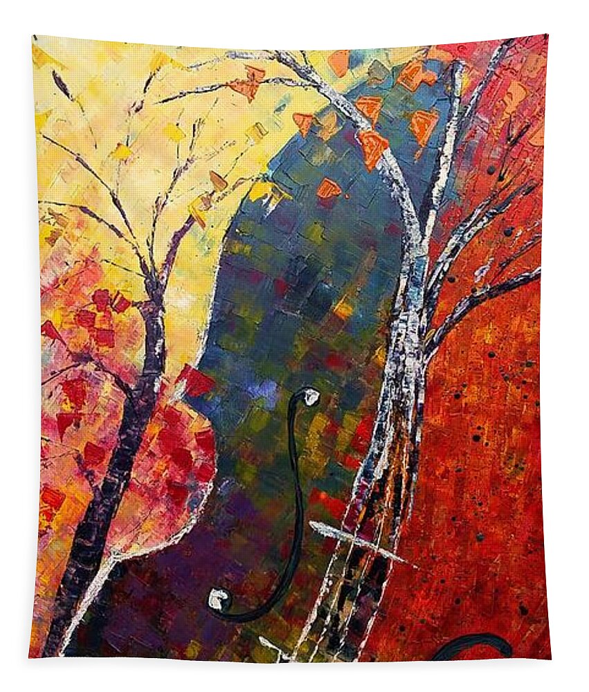 Symphony Tapestry featuring the painting Forest Symphony by Amalia Suruceanu