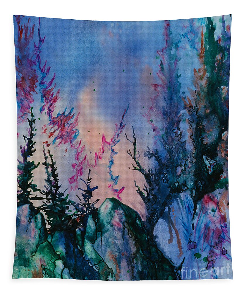 Watercolor Tapestry featuring the painting Forest by Teresa Ascone