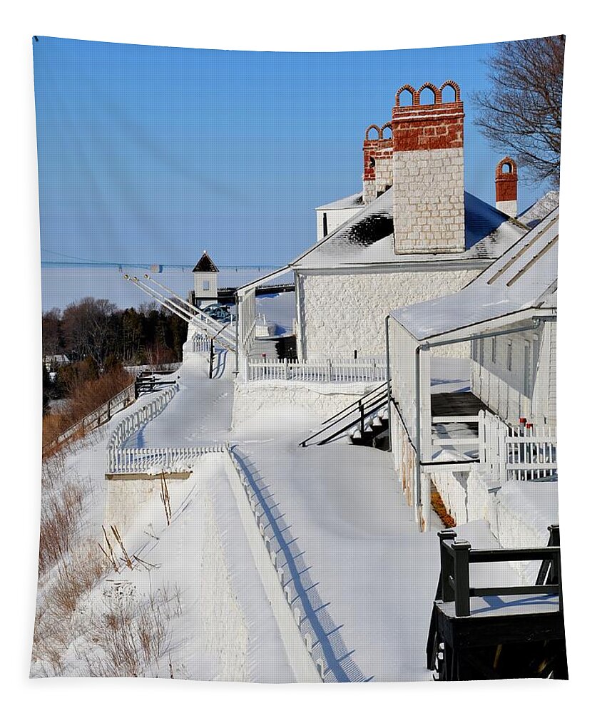 Mackinac Island Tapestry featuring the photograph Fort Mackinac Profile by Keith Stokes
