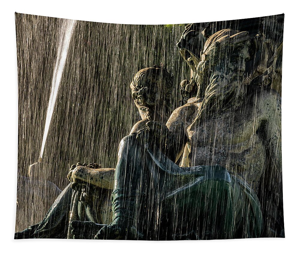 Rossio Tapestry featuring the photograph Fountain at Rossio Square by Pablo Lopez