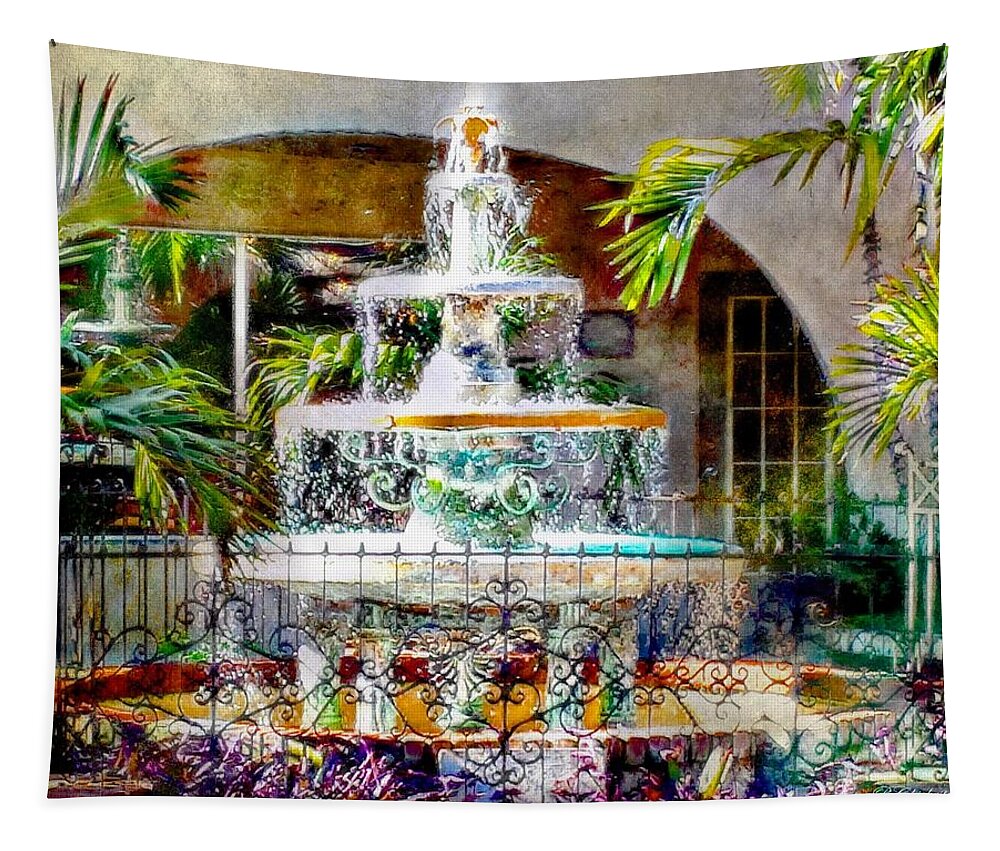 Fountain Tapestry featuring the painting Fountain of Water by Barbara Chichester