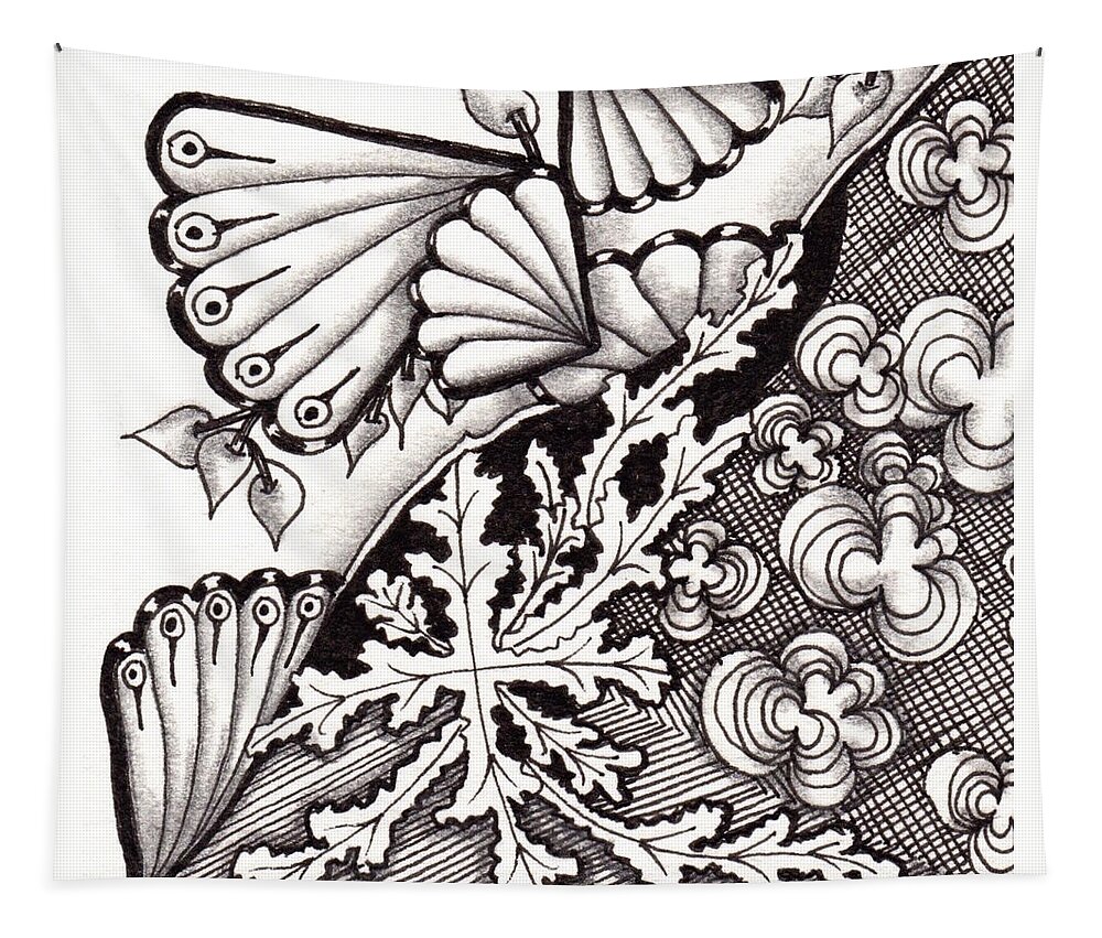 Zentangle Tapestry featuring the drawing Four Seasons by Jan Steinle