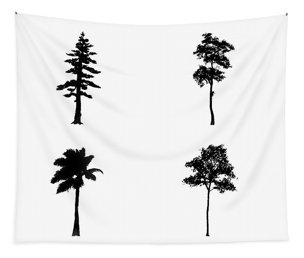 Tree Tapestry featuring the digital art Four Tall Thin Trees by Roy Pedersen