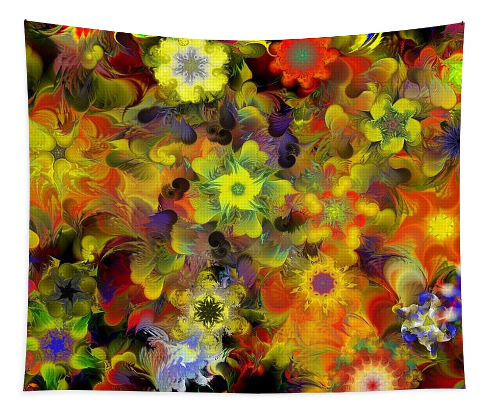 Digital Painting Tapestry featuring the digital art Fractal Floral Study 10-27-09 by David Lane