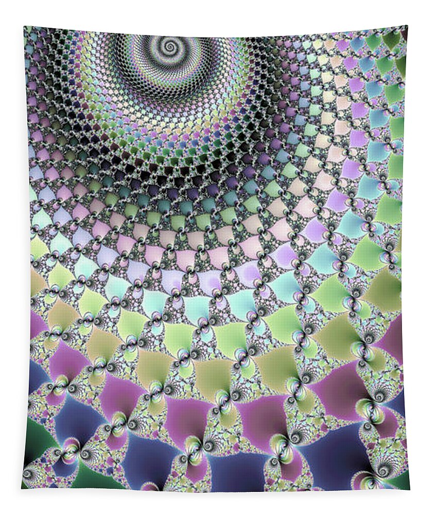 Spiral Tapestry featuring the digital art Fractal spiral hypnotizing Op Art by Matthias Hauser