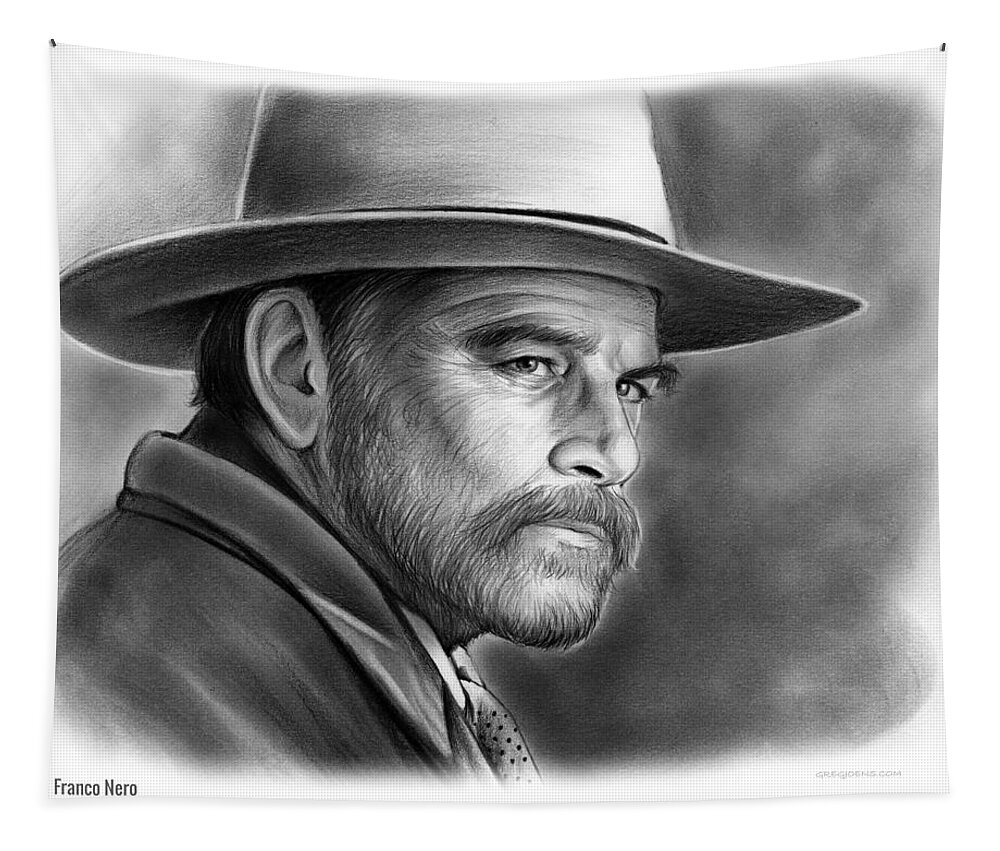 Franco Nero Tapestry featuring the drawing Franco Nero by Greg Joens