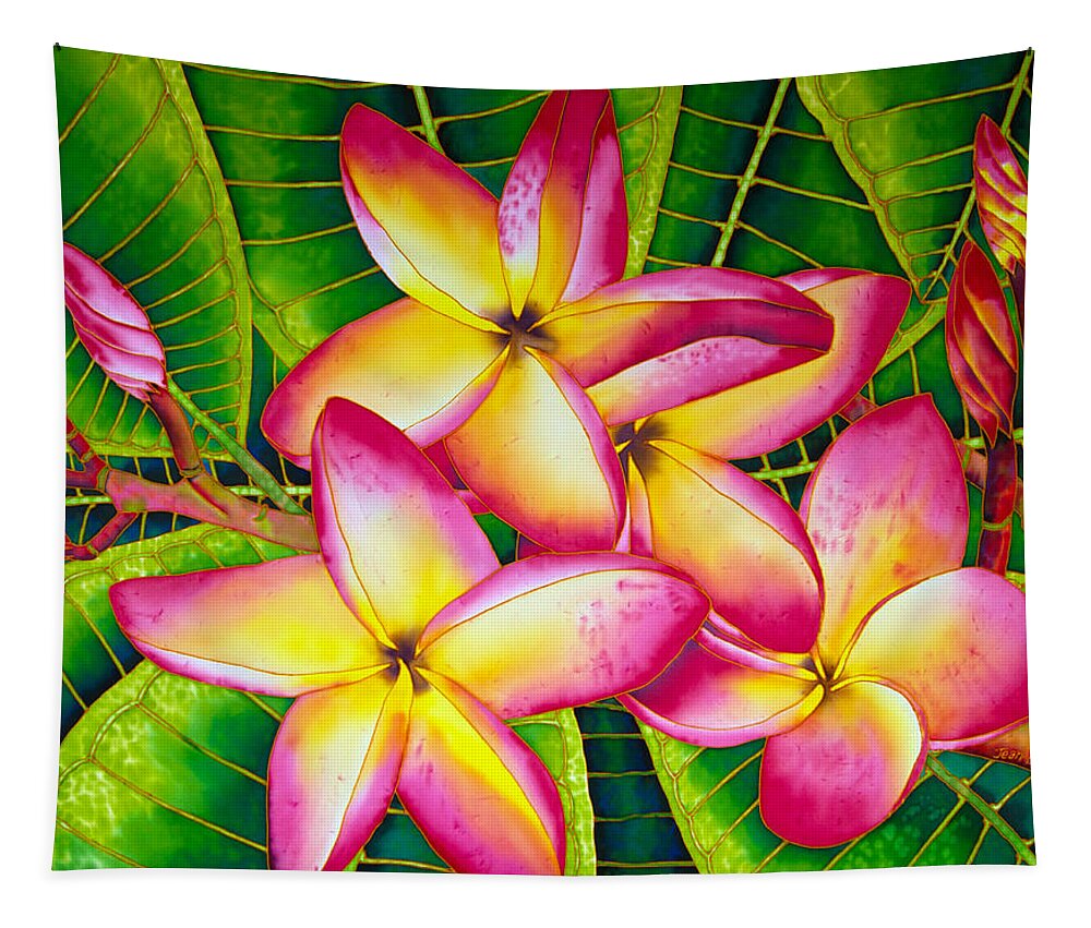Frangipani Flower Tapestry featuring the painting Frangipani Flower by Daniel Jean-Baptiste