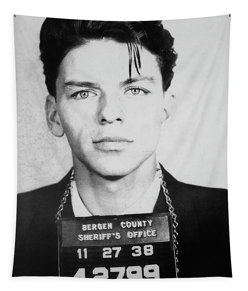 Frank Sinatra Mugshot Tapestry featuring the photograph Frank Sinatra Mugshot by Jon Neidert