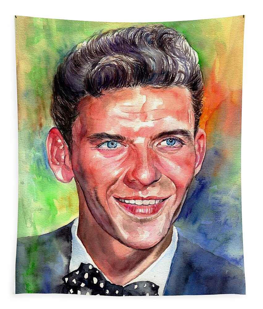 Frank Tapestry featuring the painting Frank Sinatra young watercolor by Suzann Sines