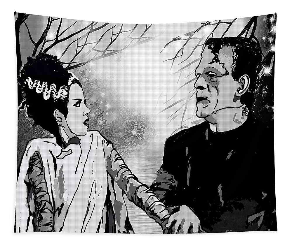 Frankenstein Tapestry featuring the painting Frankenstein by Saundra Myles