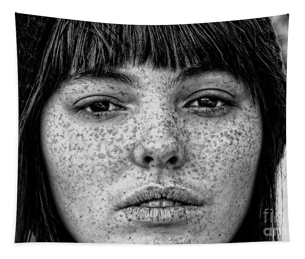 Beauty Tapestry featuring the photograph Freckle Face CloseUp by Jim Fitzpatrick
