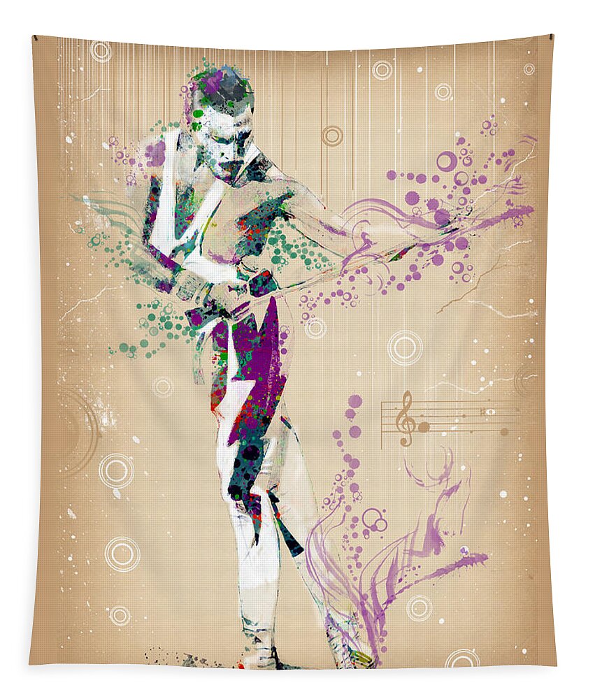 Freddie Mercury Tapestry featuring the digital art Freddie Mercury vintage 3 by Bekim M