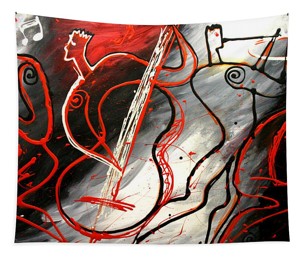 West Coast Jazz Tapestry featuring the painting Free Jazz by Leon Zernitsky
