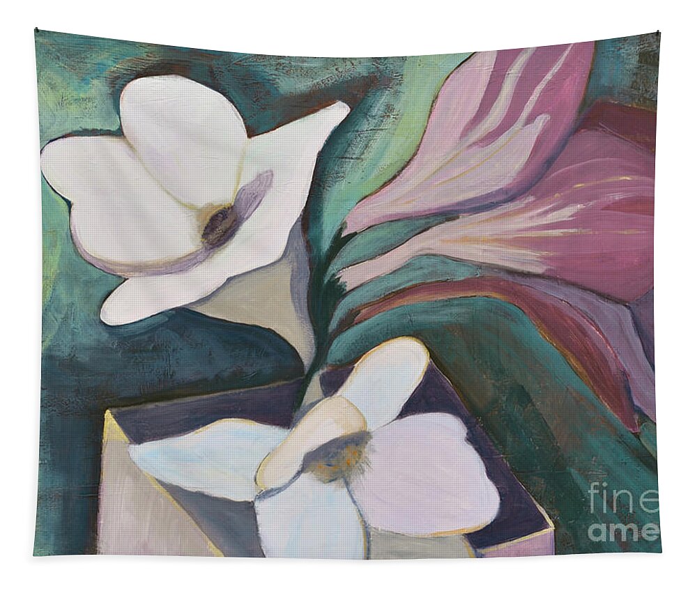  Tote Bag Tapestry featuring the painting Freesia by Carol Oufnac Mahan