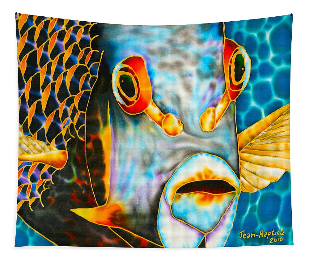 Fish Art Tapestry featuring the painting French Angelfish Face by Daniel Jean-Baptiste