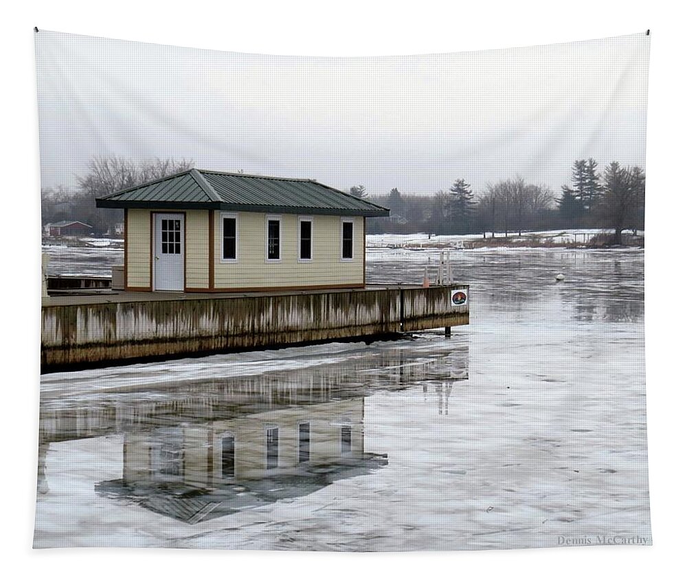 Clayton Tapestry featuring the photograph French Bay Ice by Dennis McCarthy