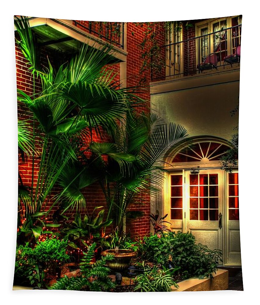New Orleans Tapestry featuring the photograph French Quarter Courtyard by Greg and Chrystal Mimbs