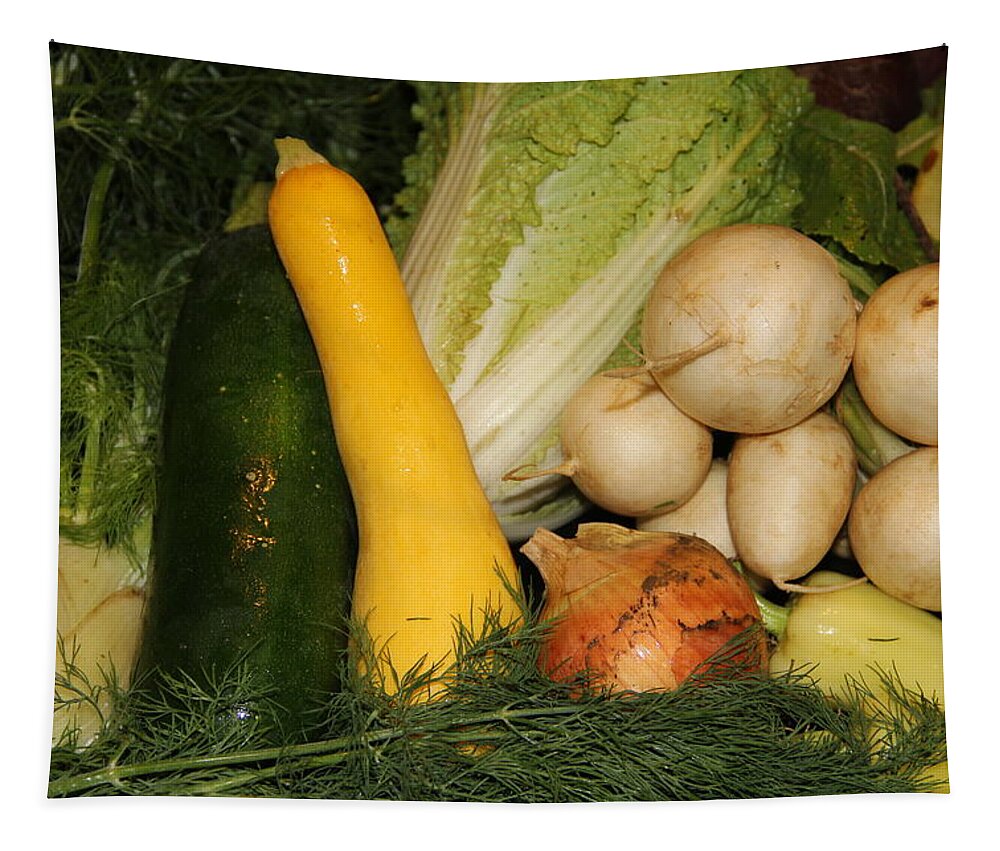 Vegetables Tapestry featuring the photograph Fresh Garden Produce by Allen Nice-Webb