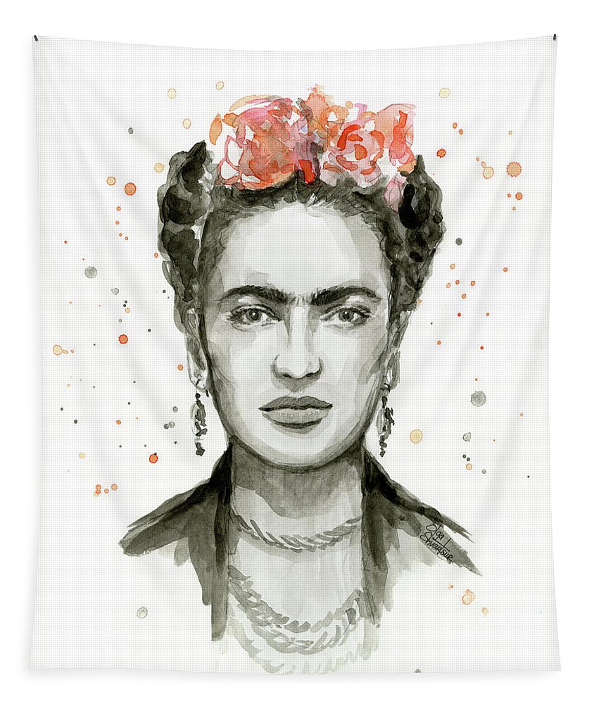 Frida Kahlo Tapestry featuring the painting Frida Kahlo Portrait by Olga Shvartsur