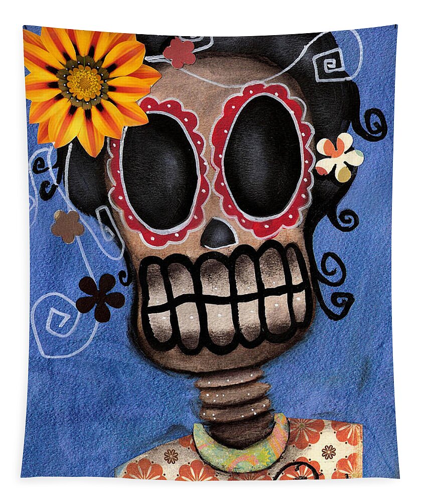 Day Of The Dead Tapestry featuring the painting Frida Muerta by Abril Andrade