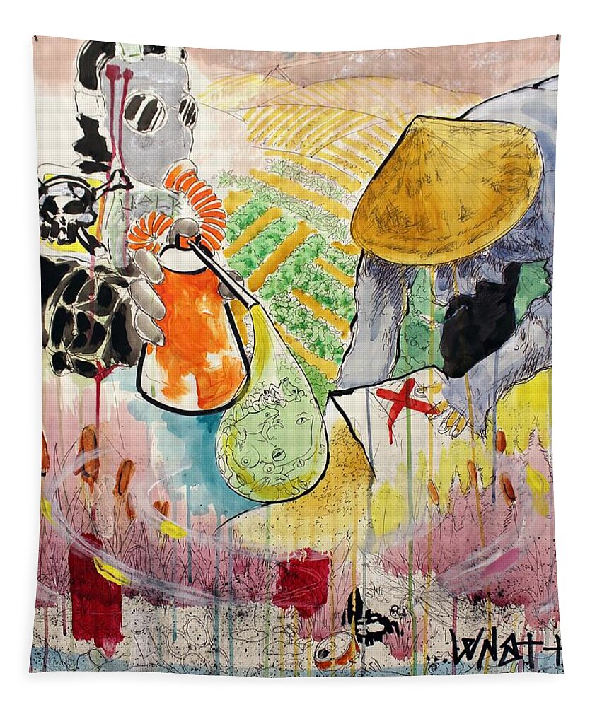 Expressive Tapestry featuring the mixed media Friendly Eco by Aort Reed