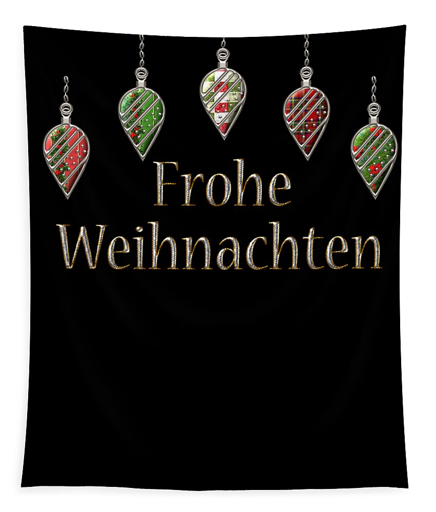 Red Tapestry featuring the digital art Frohe Weihnachten German Merry Christmas by Movie Poster Prints