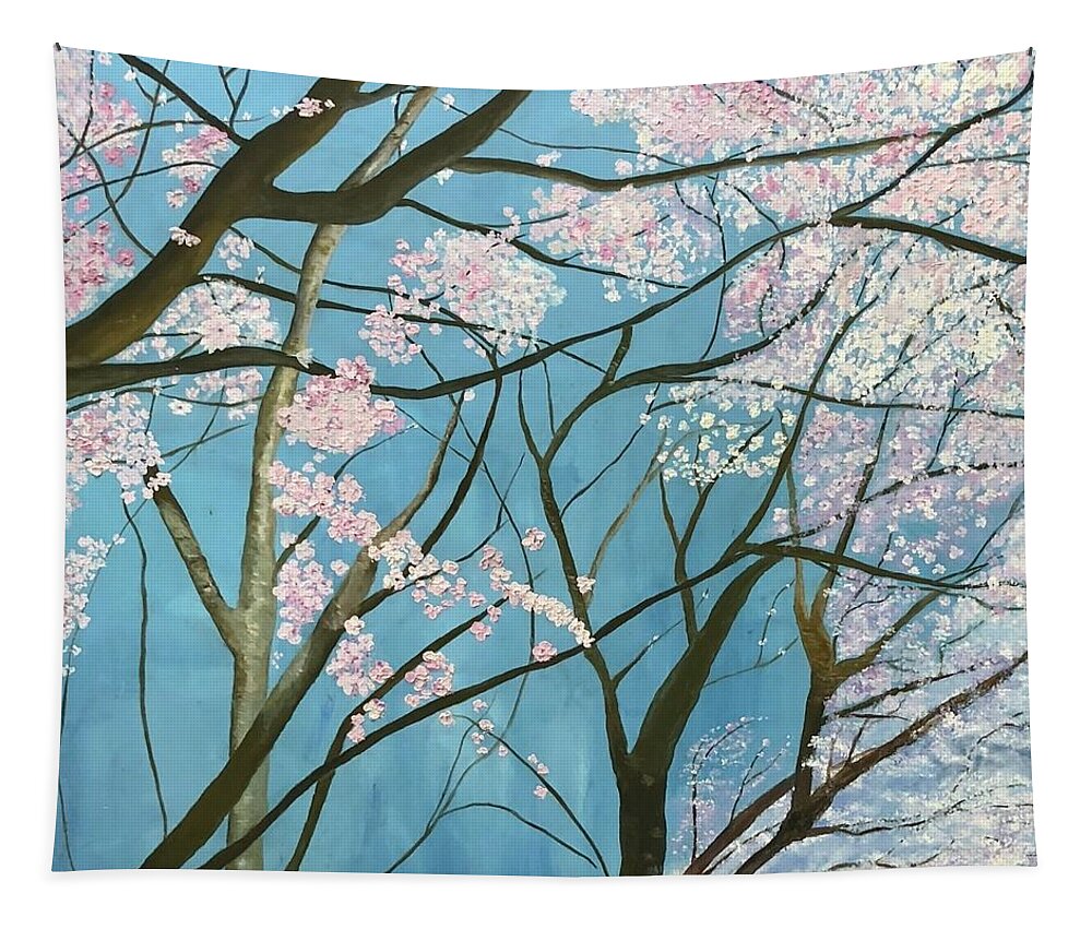 Trees Tapestry featuring the painting From Lindsay by Kate Conaboy