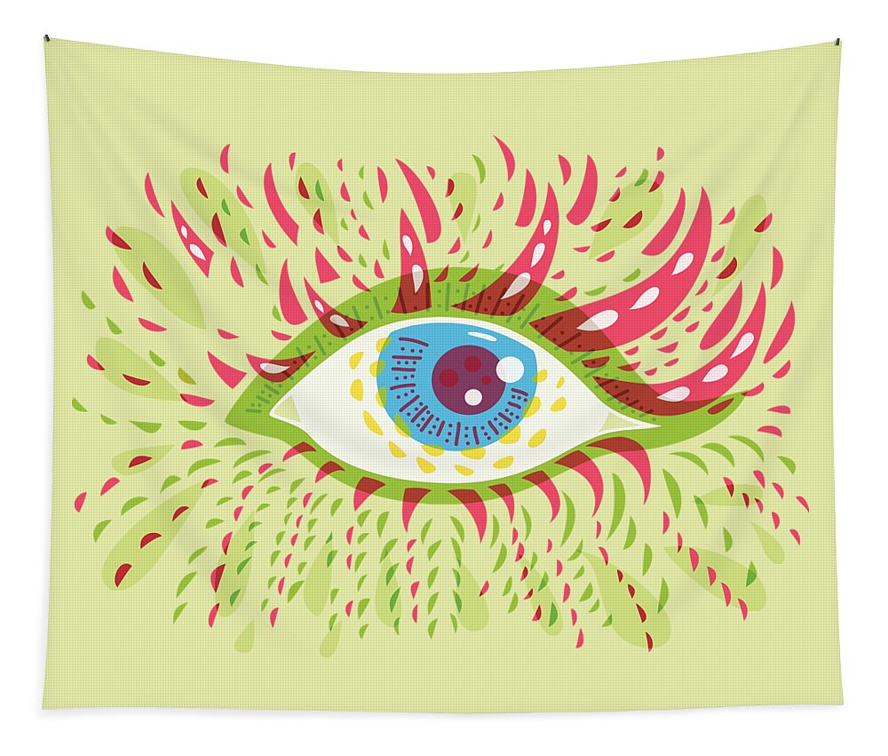 Eye Tapestry featuring the digital art From Looking Psychedelic Eye by Boriana Giormova
