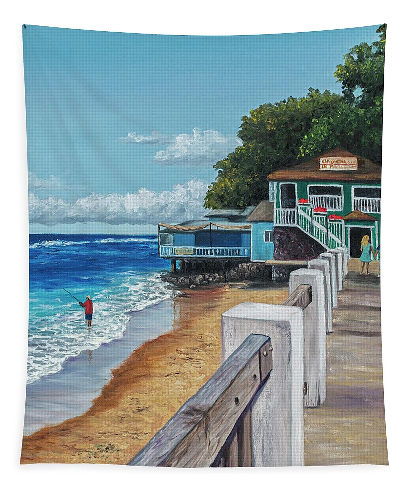 Landscape Tapestry featuring the painting Front Street Lahaina by Darice Machel McGuire
