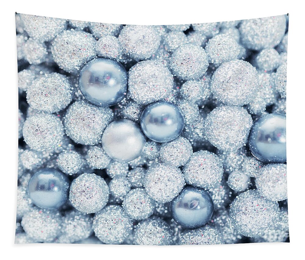 Pearl Tapestry featuring the photograph Frosty pearls background. Winter cold time, Christmas by Michal Bednarek