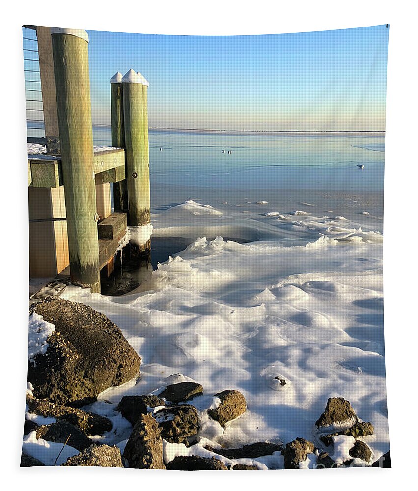Frozen Tapestry featuring the photograph Frozen Waves By The Shore by CAC Graphics